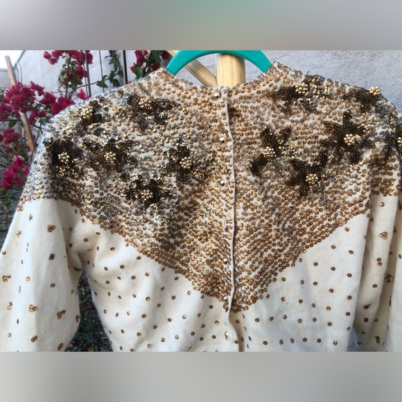 Vintage 1950s beaded and sequin cardigan - Picture 8 of 14